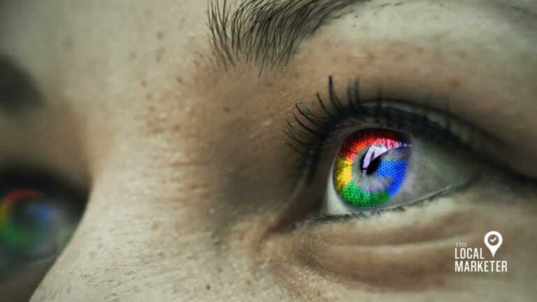 Graphic of eyes reflecting the Google logo